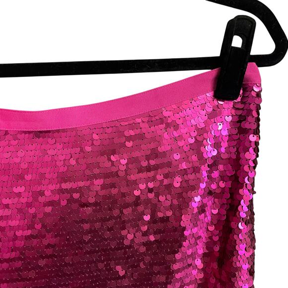 Etcetera Dark Pink Sequin Embellished Straight Fit Knee Skirt Womens Size 8 - Picture 3 of 5